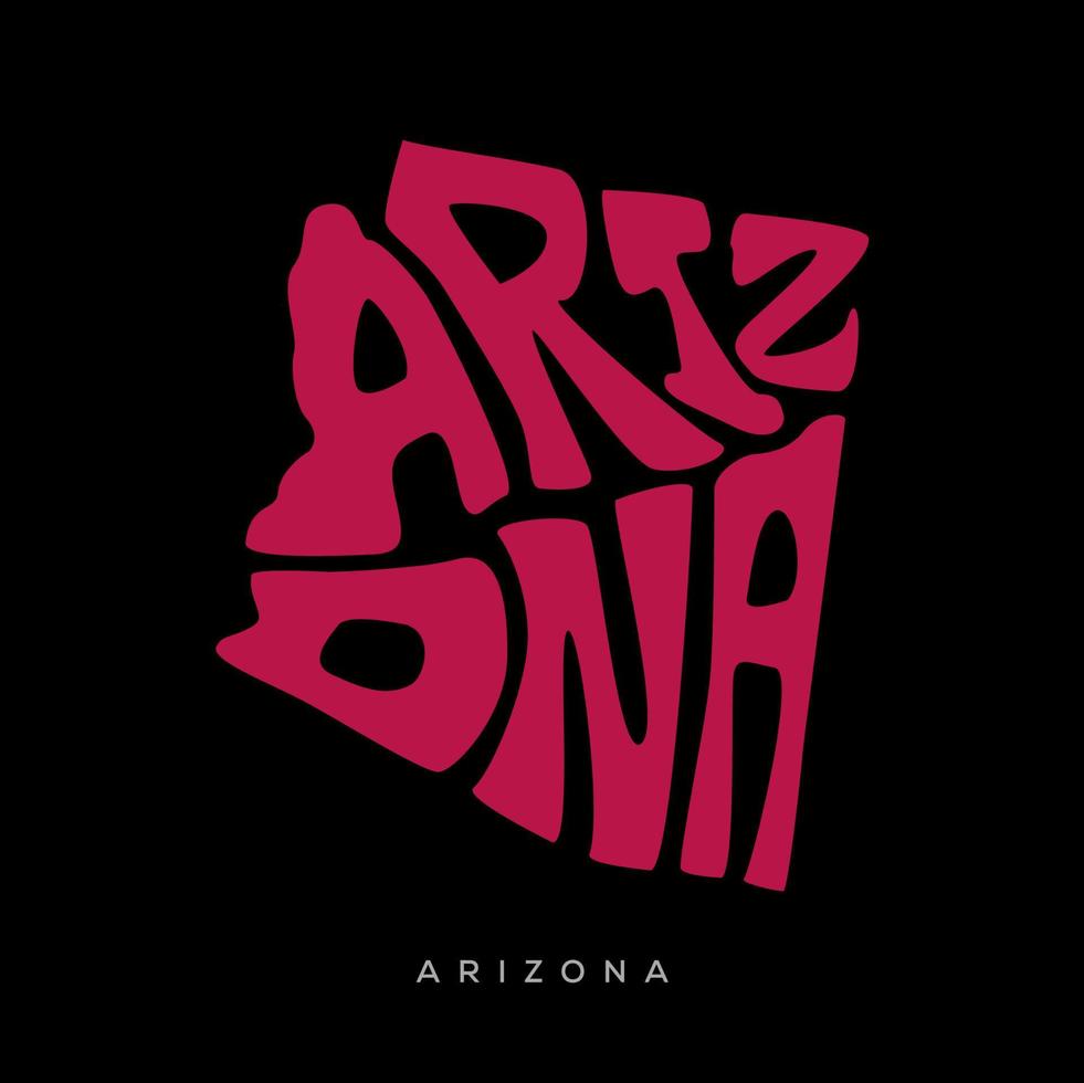 Arizona kaart typografie. Arizona staat kaart typografie. Arizona belettering. vector
