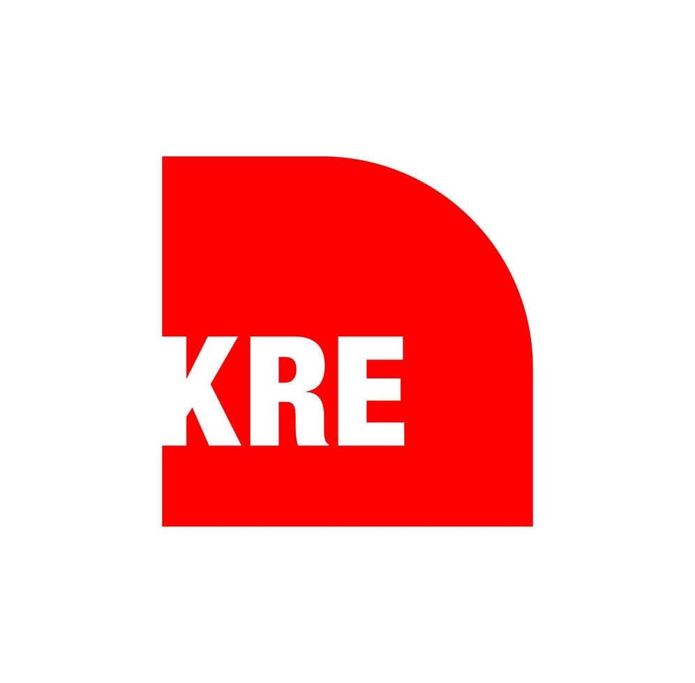 kre bedrijf naam eerste logo monogram. kre brieven Aan rood achtergrond. vector