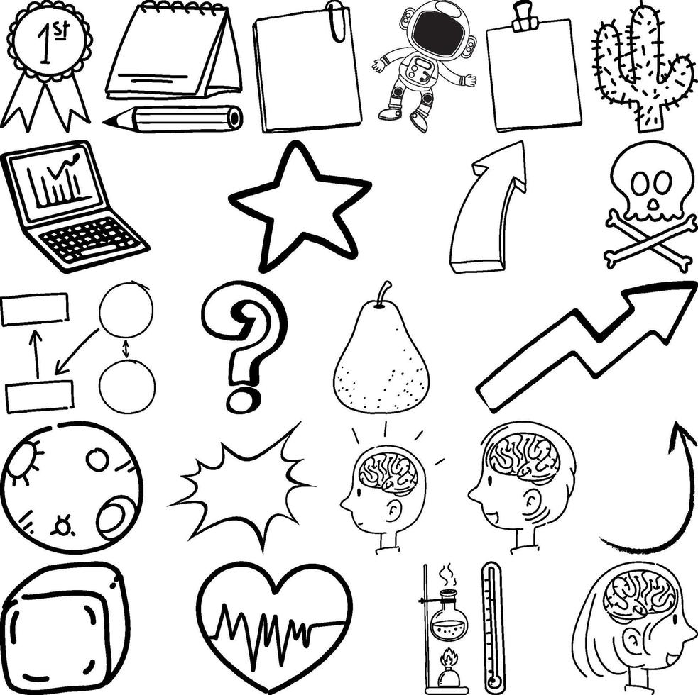 set item en symbool hand getrokken doodle vector