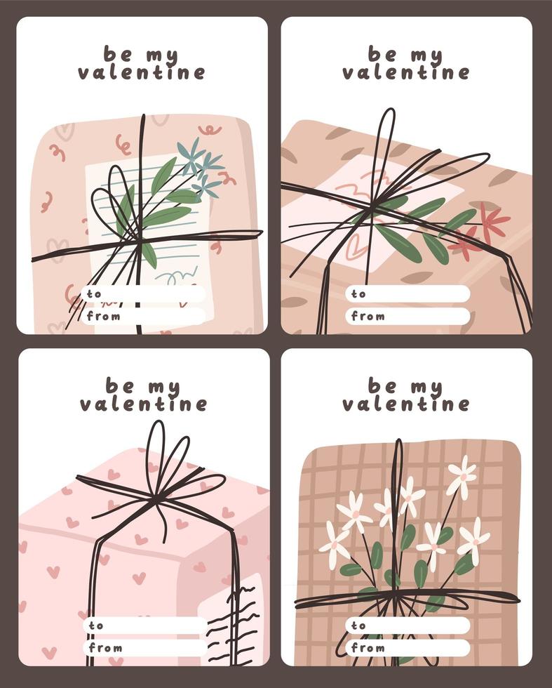 Valentijnsdag kaart toewijding nota liefdesbrief schattig Scandinavisch plat ontwerp vector