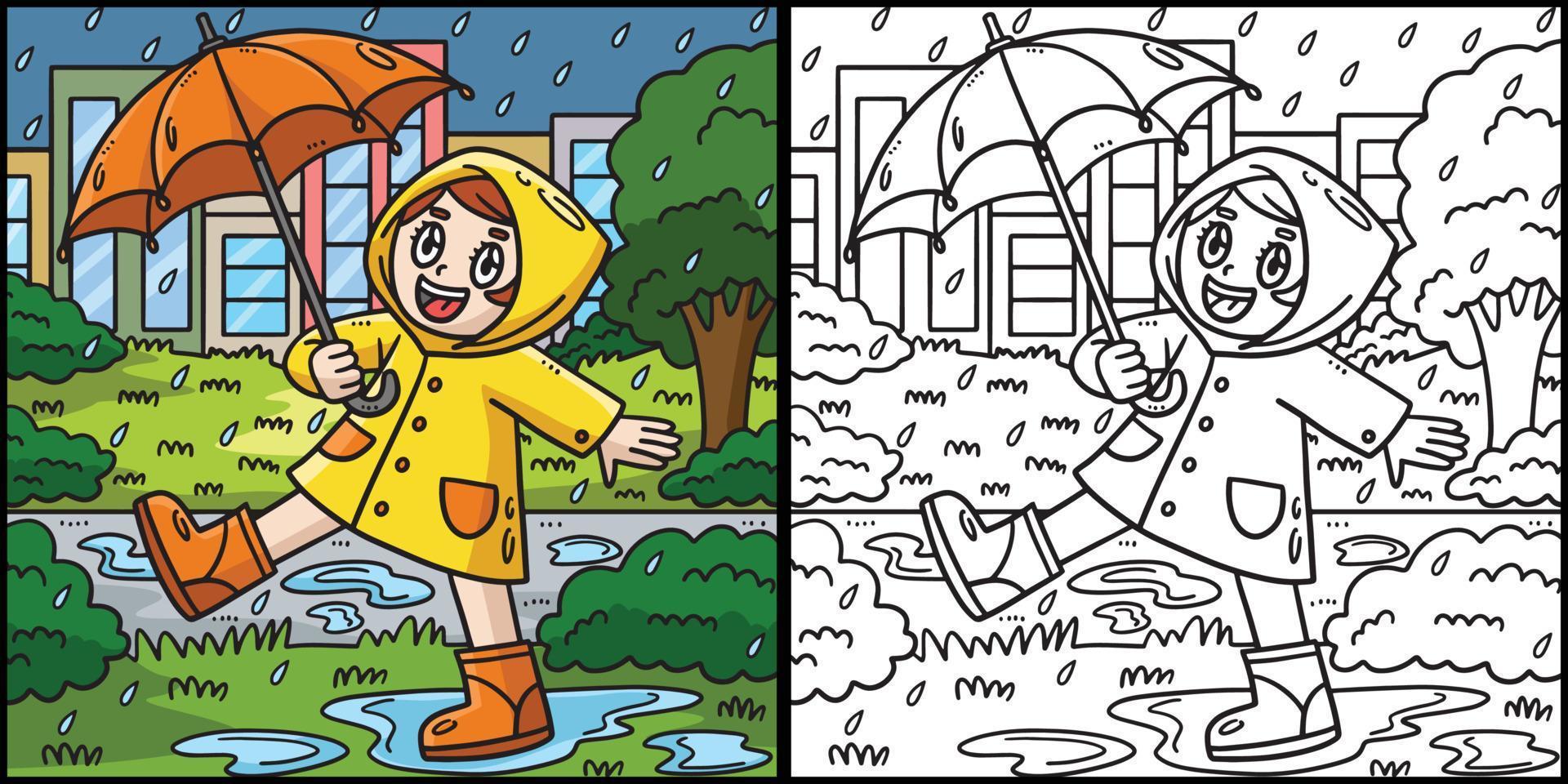 voorjaar meisje genieten van de regen illustratie vector