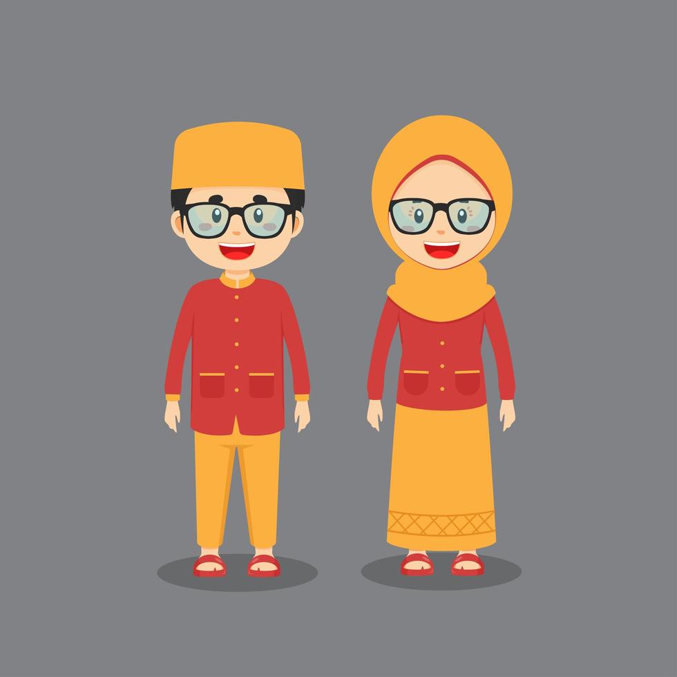 paar karakter dragen moslim jurk vector