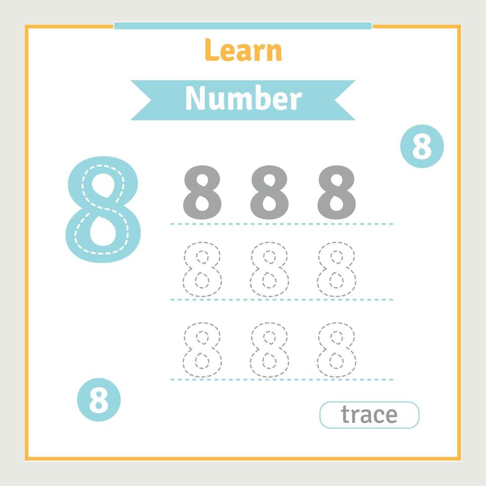 terug naar school- werkblad voor kinderen met aantal traceren pret vector peuter- aantal illustratie voor kinderen aan het leren werkzaamheid alfabet kleur boek