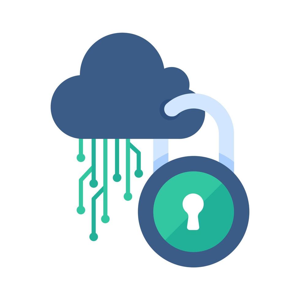 wolk computergebruik. de hangslot dat sloten de wolken. de concept van voorkomen gegevens verlies Aan de netwerk. vector