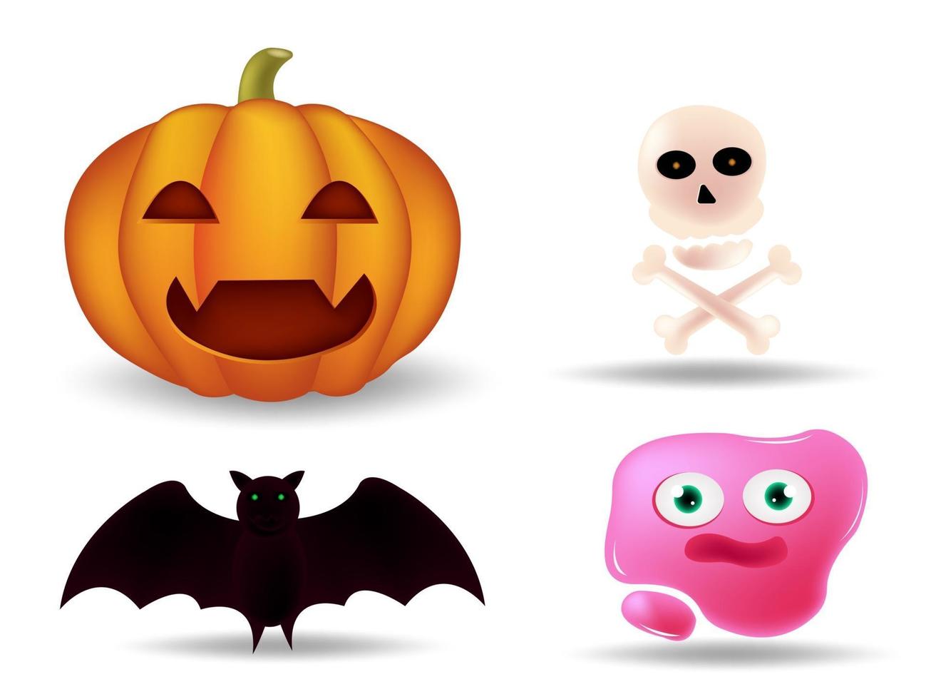 halloaween schattige emoticons, emoji-set vector