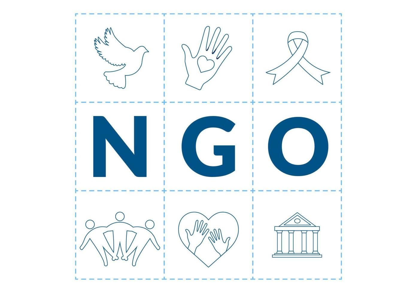 ngo of niet-gouvernementele organisatie naar dienen specifiek sociaal en politiek behoeften in sjabloon hand- getrokken tekenfilm vlak illustratie vector