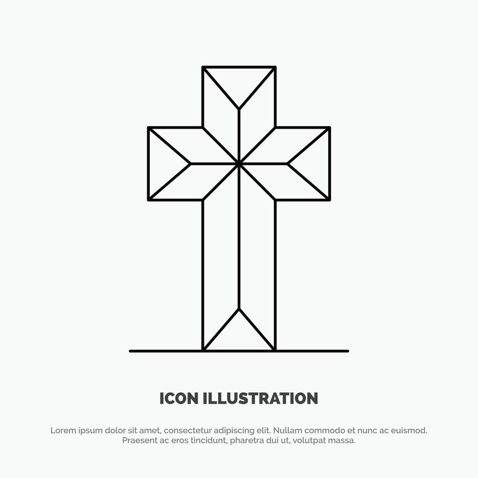 viering christen kruis Pasen lijn icoon vector