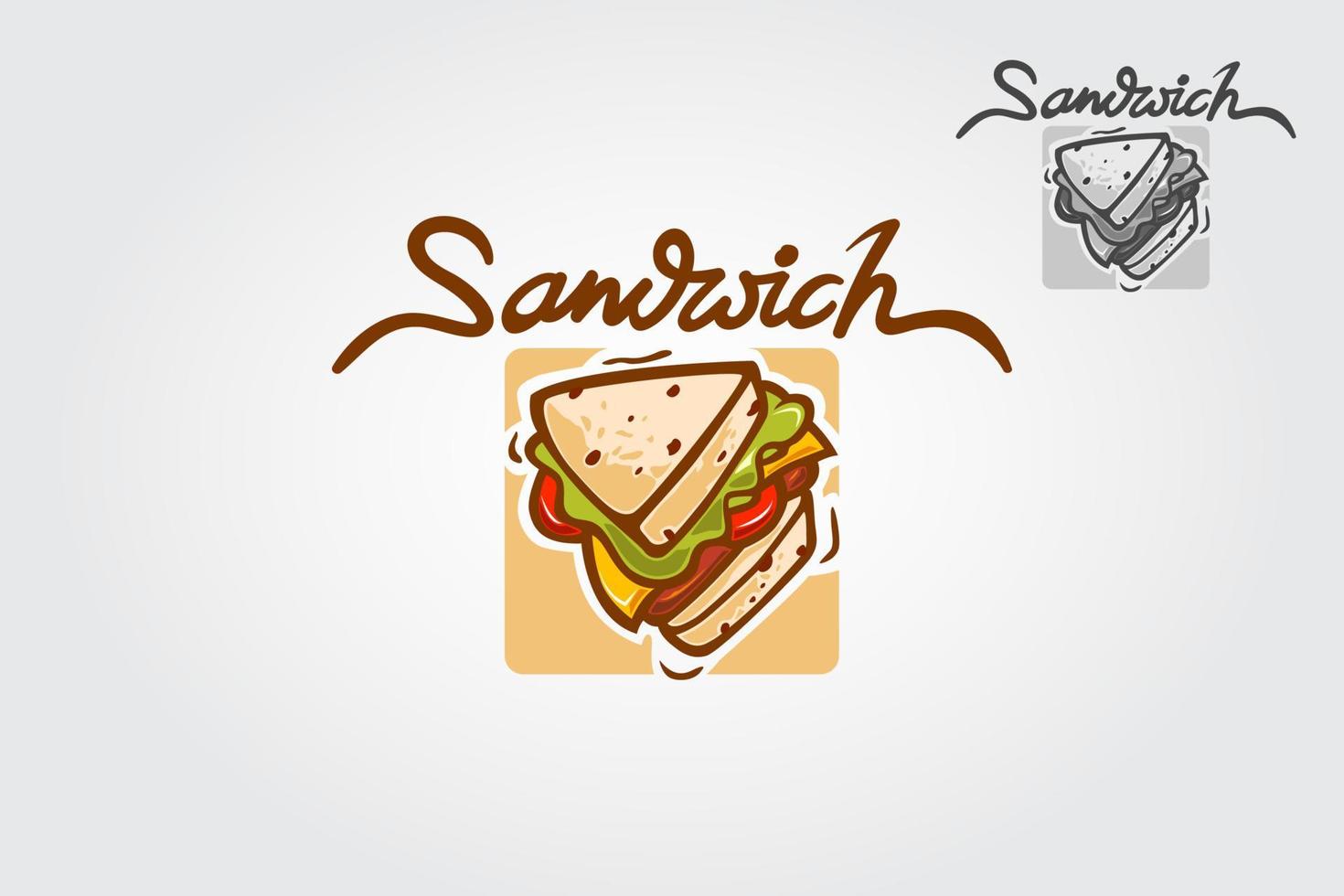 belegd broodje vector logo sjabloon. deze illustratie logo perfect voor restaurant, winkel, voedsel vrachtwagen, voedsel straat, Fast food cafe, enz. vector logo tekenfilm.