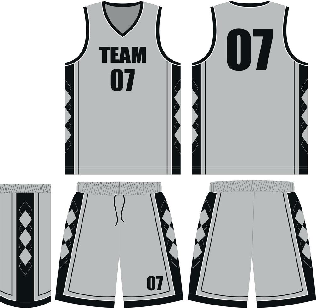 basketbal uniform ontwerp. basketbal compleet uniform voorkant en terug visie, basketbal uniform vector