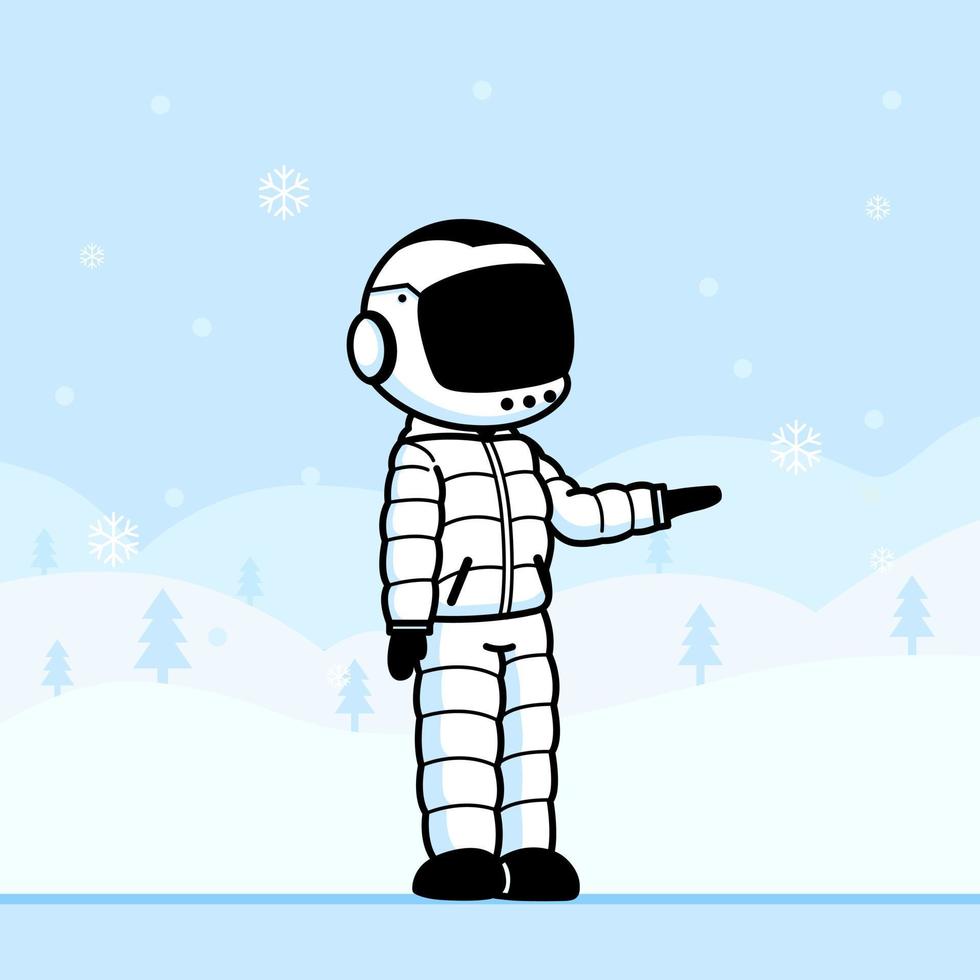 schattig astronaut vervelend jasje jas in winter. vector