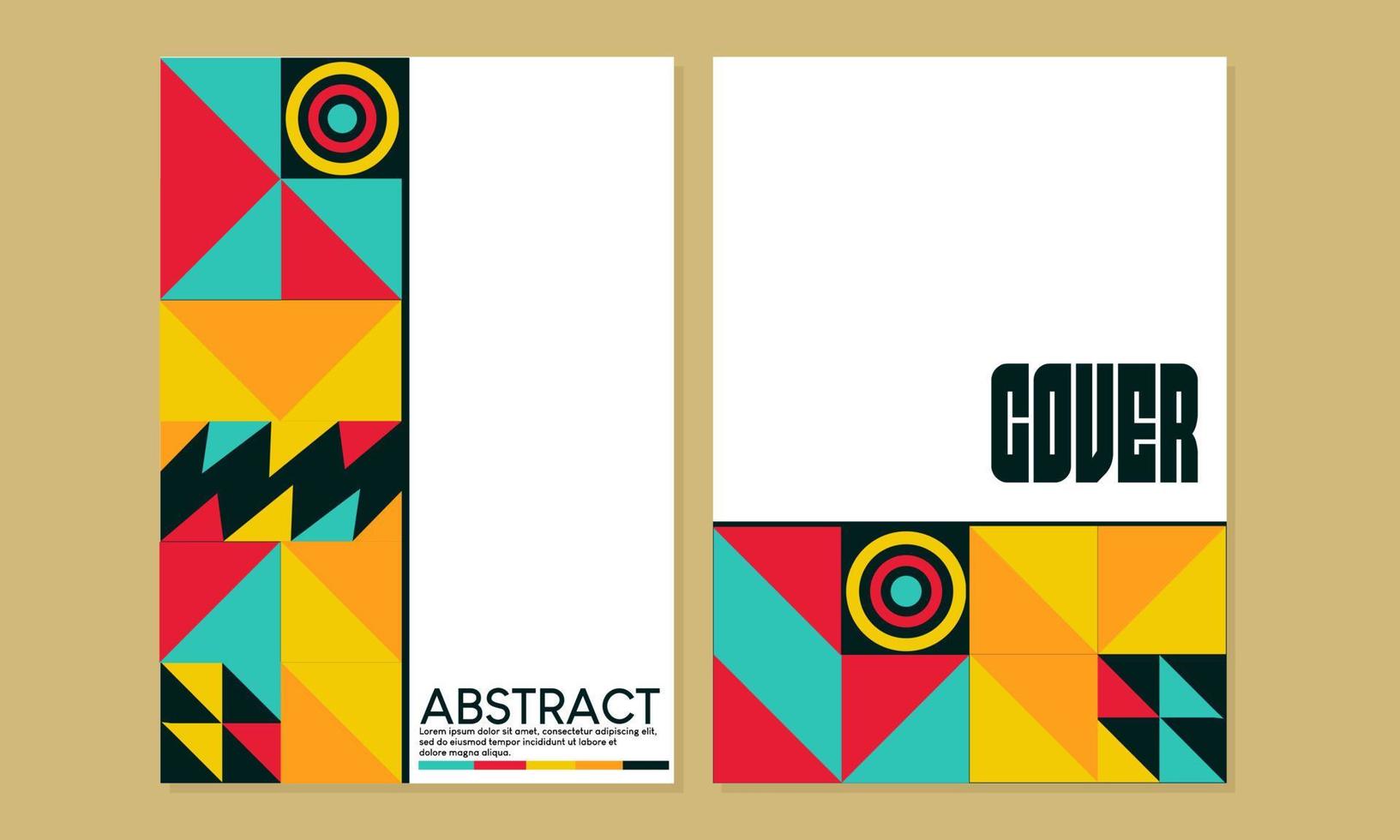 poster Sjablonen reeks met abstract meetkundig vormen, retro, bauhaus, Zwitsers meetkundig stijl ontwerp elementen. voor dekt, banners,boek,jaarlijks rapport, flyers en affiches. vector