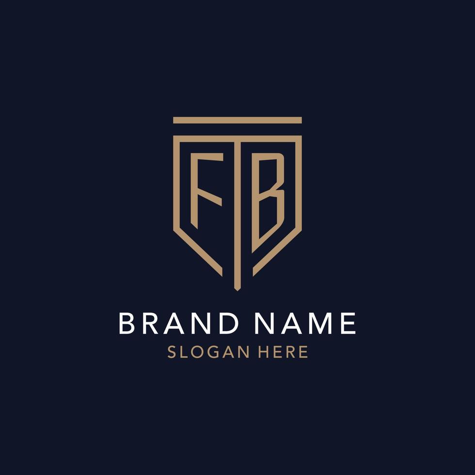 fb eerste logo monogram met gemakkelijk luxe schild icoon ontwerp vector