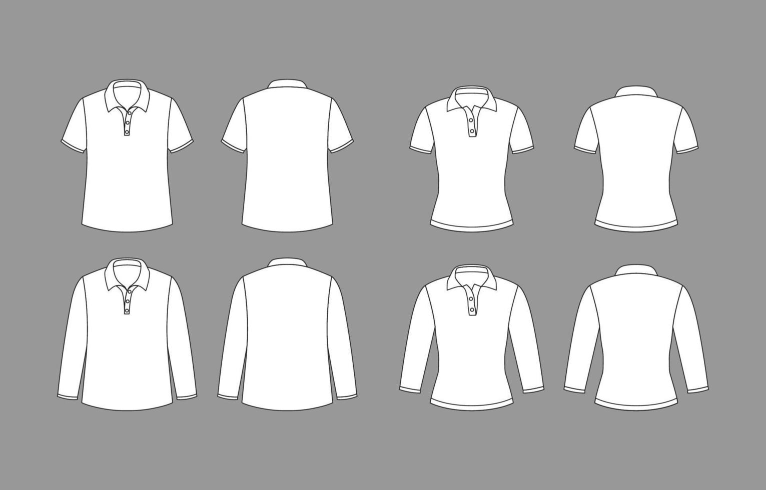 reeks van schets wit polo overhemd vector