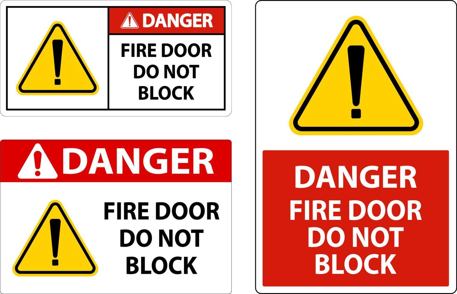 Gevaar brand deur Doen niet blok teken Aan wit achtergrond vector