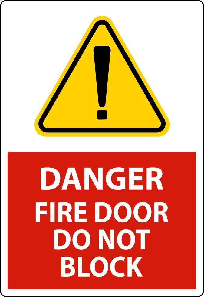 Gevaar brand deur Doen niet blok teken Aan wit achtergrond vector