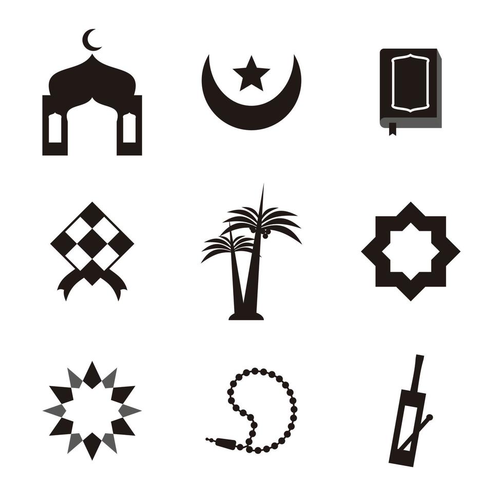 reeks van Islamitisch pictogrammen Aan wit achtergrond vlak ontwerp, Islamitisch vector illustratie voor Ramadan maand.