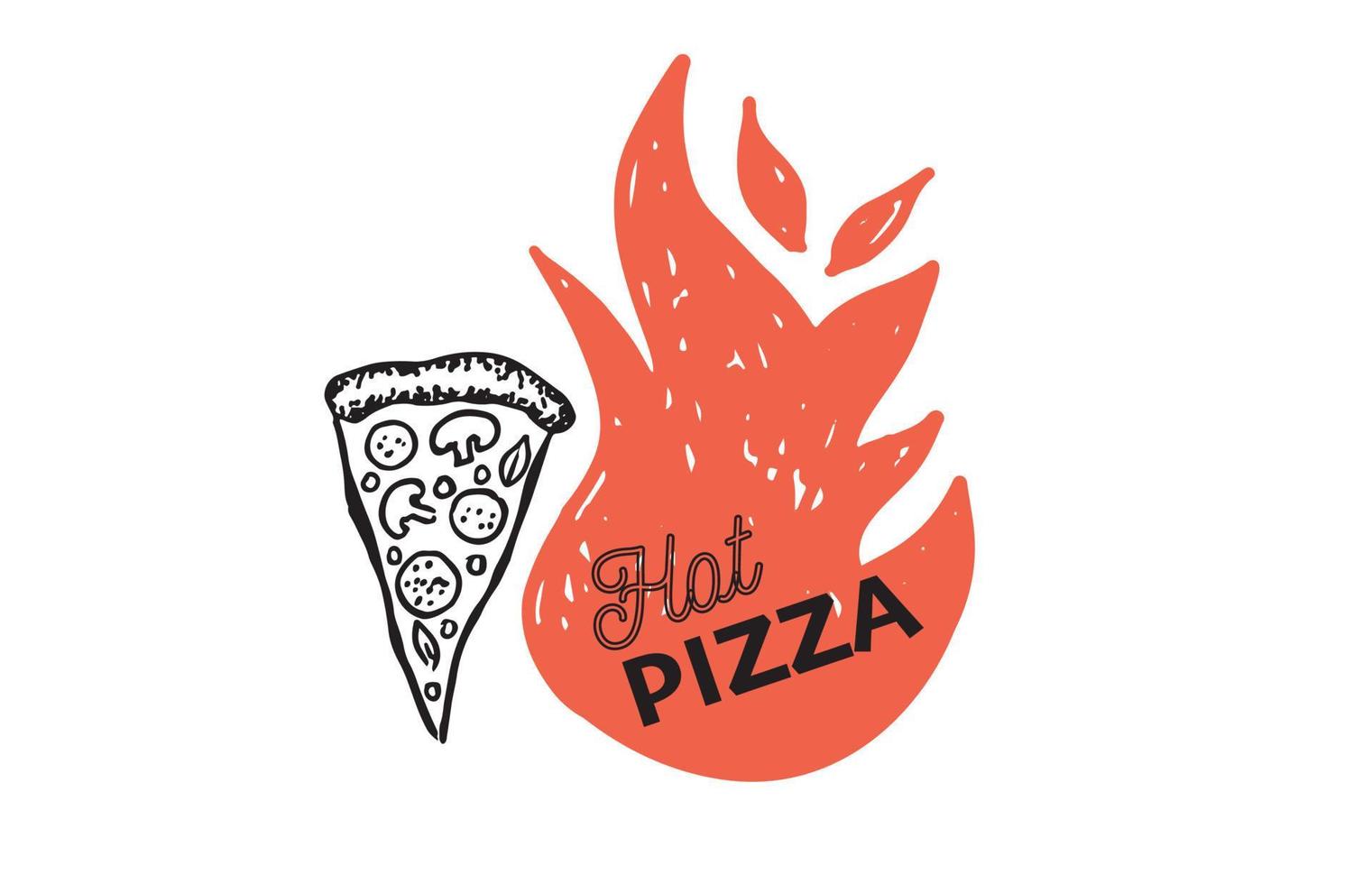 heet pizza, hand- getrokken illustraties, vector