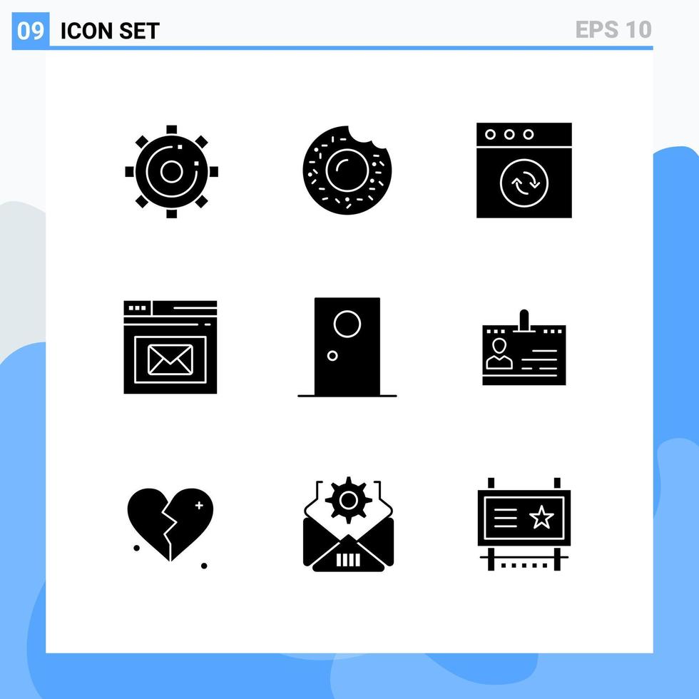 solide glyph pak van 9 universeel symbolen van Ingang web app bladzijde postvak IN bewerkbare vector ontwerp elementen