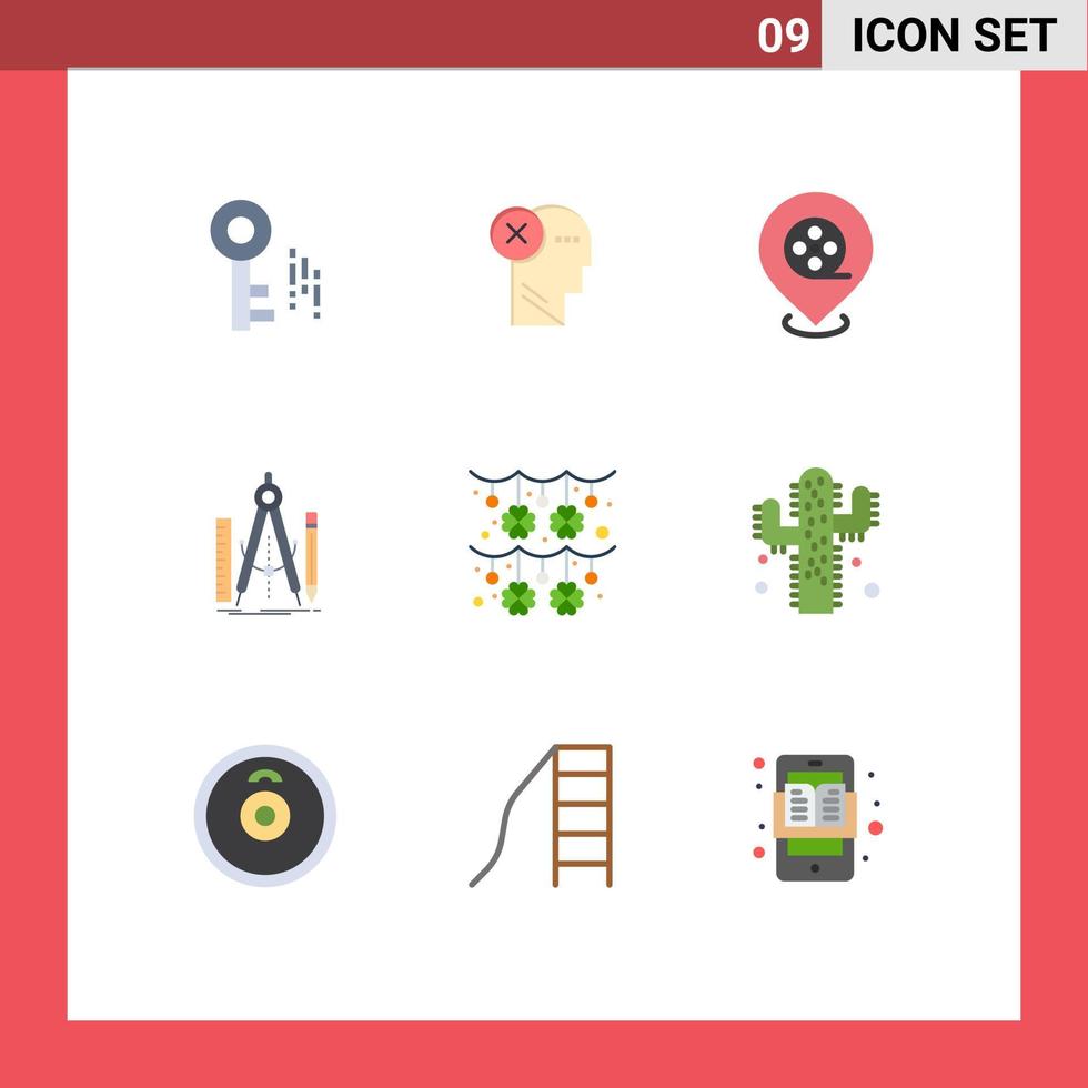 reeks van 9 modern ui pictogrammen symbolen tekens voor gereedschap geometrie geest ontwerp films bewerkbare vector ontwerp elementen