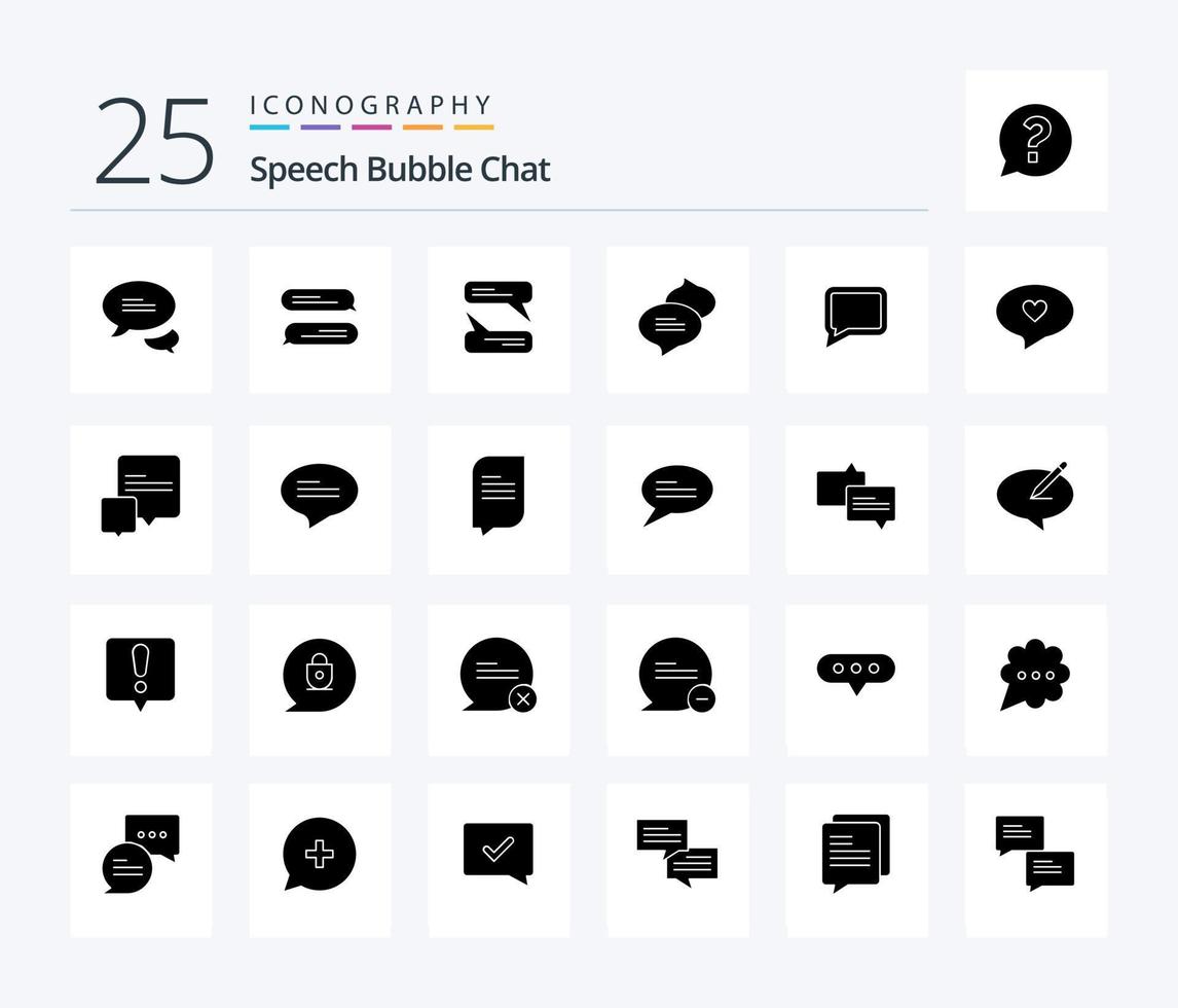 babbelen 25 solide glyph icoon pak inclusief Opmerking. chatten. liefde. bericht. babbelen vector