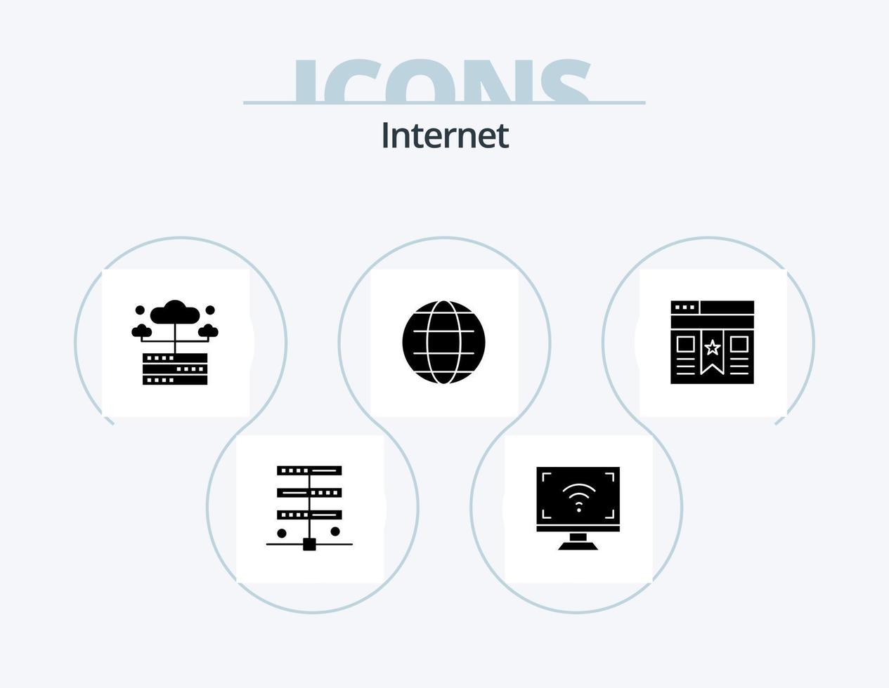 internet glyph icoon pak 5 icoon ontwerp. bladwijzer. veiligheid. TV. internetten. server vector