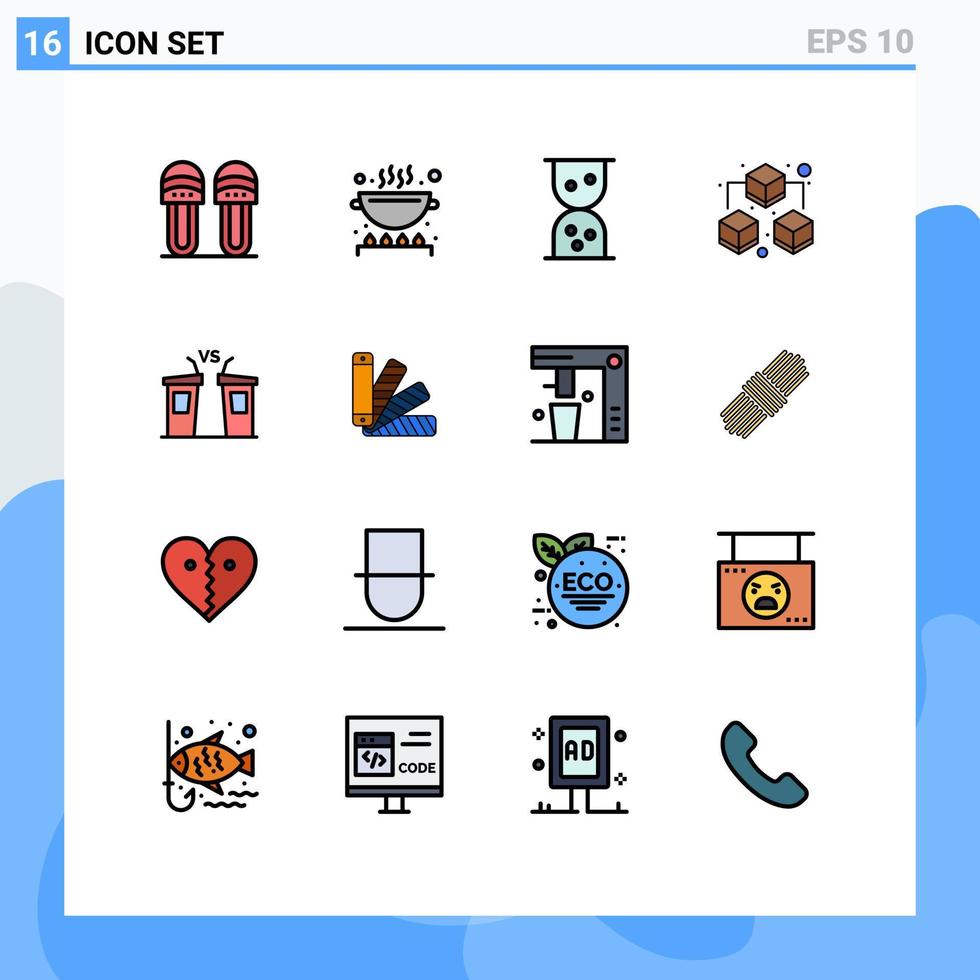 16 universeel vlak kleur gevulde lijnen reeks voor web en mobiel toepassingen kleur politicus zand klok verkiezing debat bewerkbare creatief vector ontwerp elementen