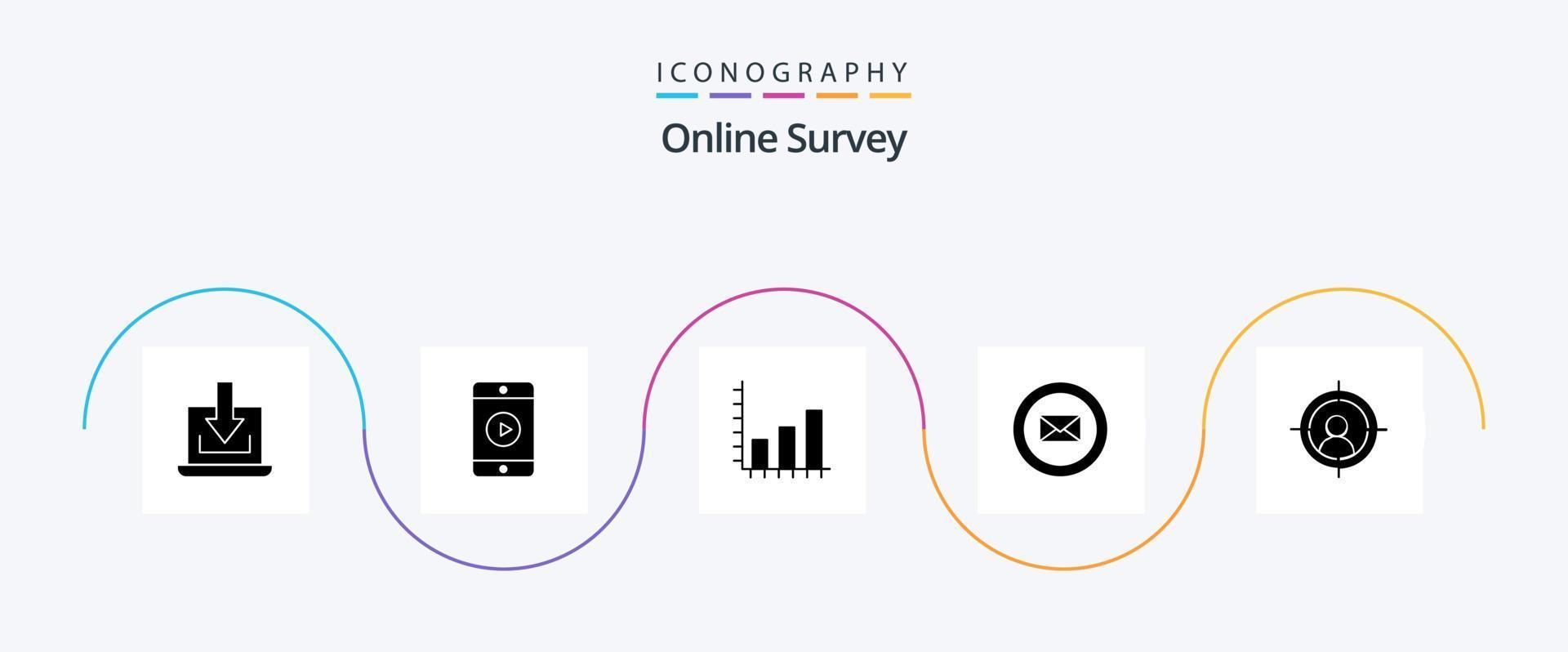 online enquête glyph 5 icoon pak inclusief bedrijf . video . grafiek. bedrijf vector