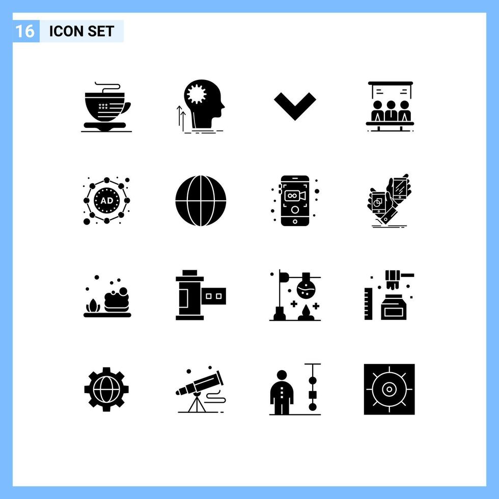 16 creatief pictogrammen modern tekens en symbolen van strategie advertentie pijl gebruiker zoeken bewerkbare vector ontwerp elementen