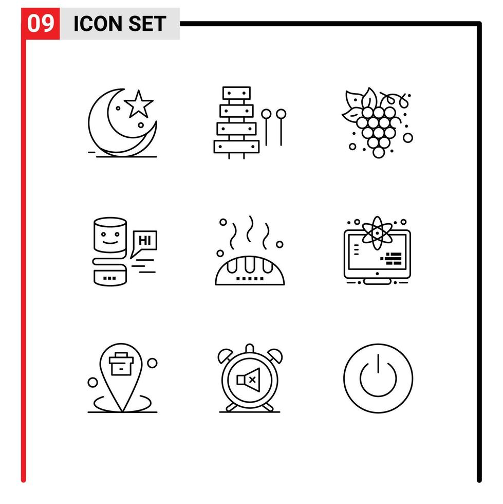 groep van 9 contouren tekens en symbolen voor groot denken gemoedelijk geluid gemoedelijk interfaces druif bewerkbare vector ontwerp elementen