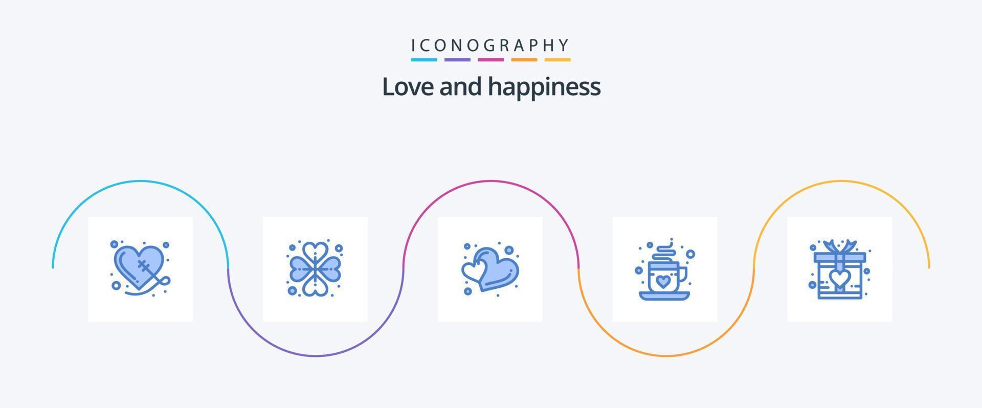 liefde blauw 5 icoon pak inclusief liefde. thee. harten. liefde. koffie vector