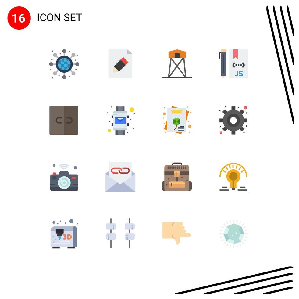 reeks van 16 modern ui pictogrammen symbolen tekens voor decor programmering jacht ontwikkeling codering bewerkbare pak van creatief vector ontwerp elementen