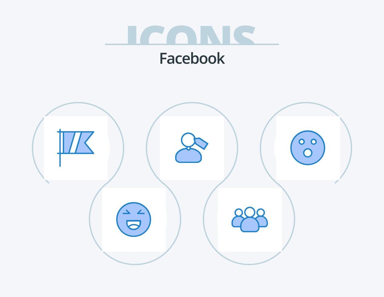 facebook blauw icoon pak 5 icoon ontwerp. volk. werk. golf. manen. label vector
