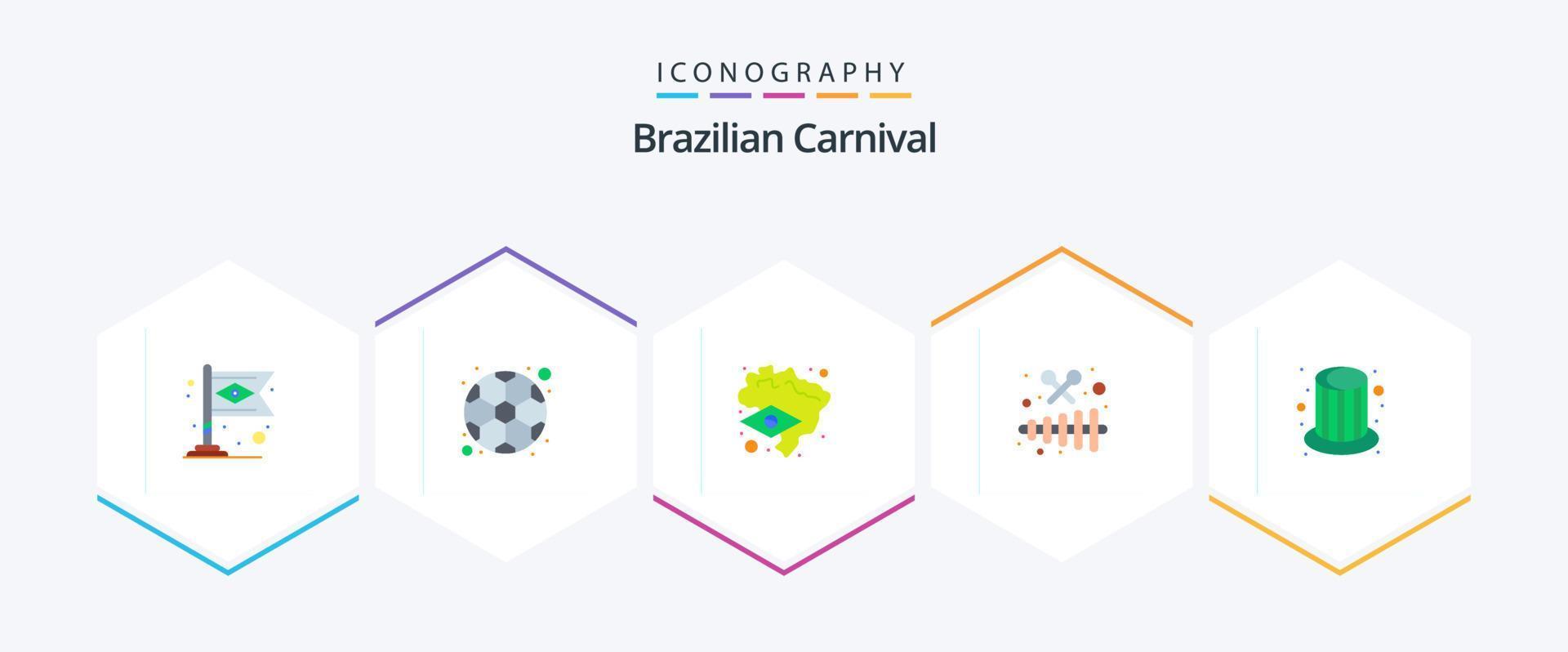 braziliaans carnaval 25 vlak icoon pak inclusief feest. magie. Brazilië. feest. muziek- vector