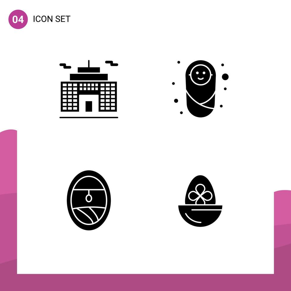 voorraad vector icoon pak van 4 lijn tekens en symbolen voor gebouw venster baby bescherming gekookt ei bewerkbare vector ontwerp elementen