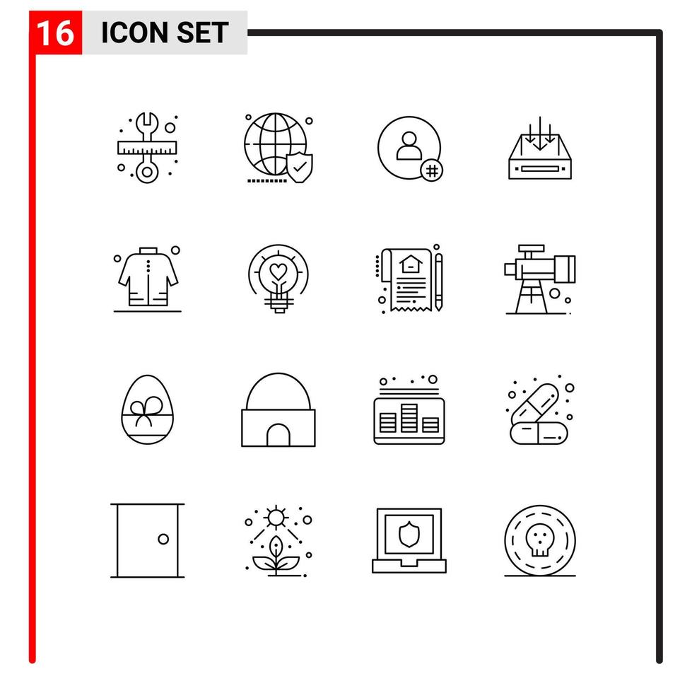 reeks van 16 modern ui pictogrammen symbolen tekens voor houder mail beveiligen postvak IN twitter bewerkbare vector ontwerp elementen