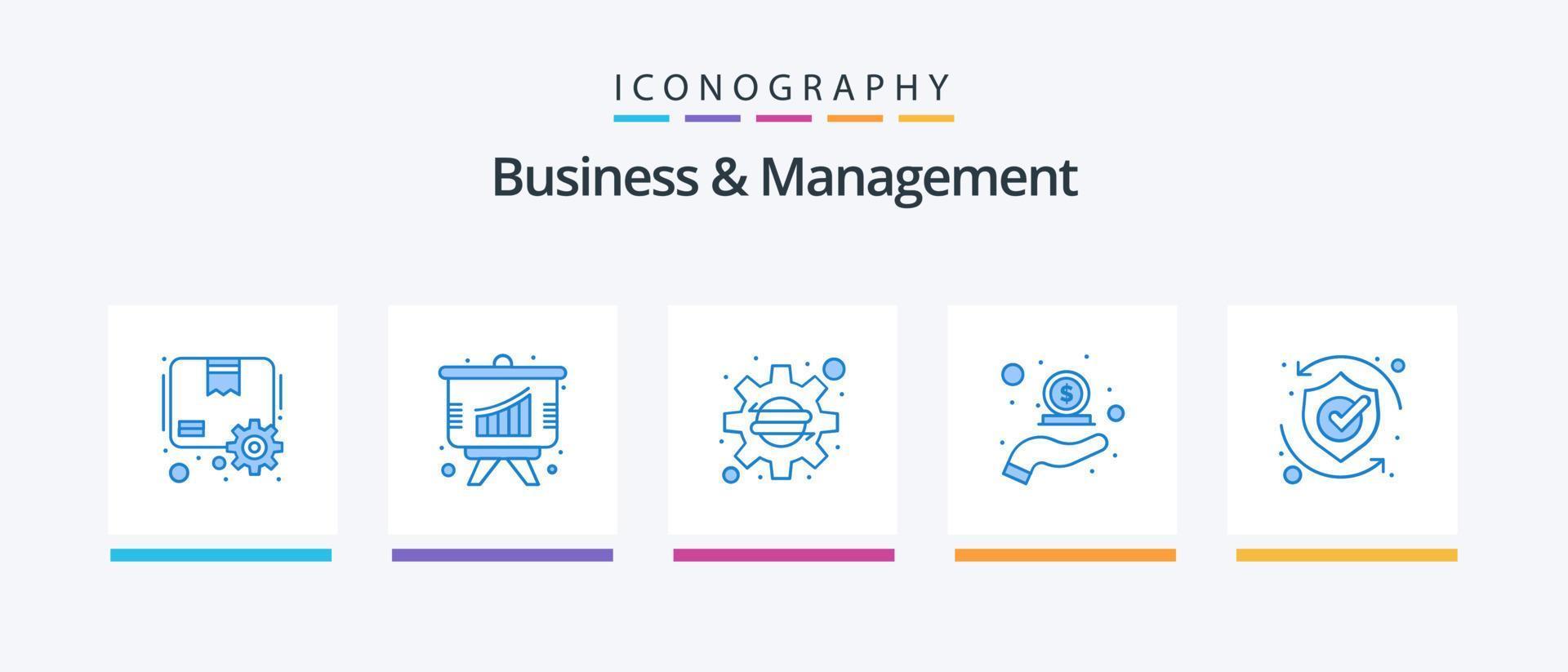 bedrijf en beheer blauw 5 icoon pak inclusief veiligheid. geld. bedrijf. in. contant geld rug. creatief pictogrammen ontwerp vector