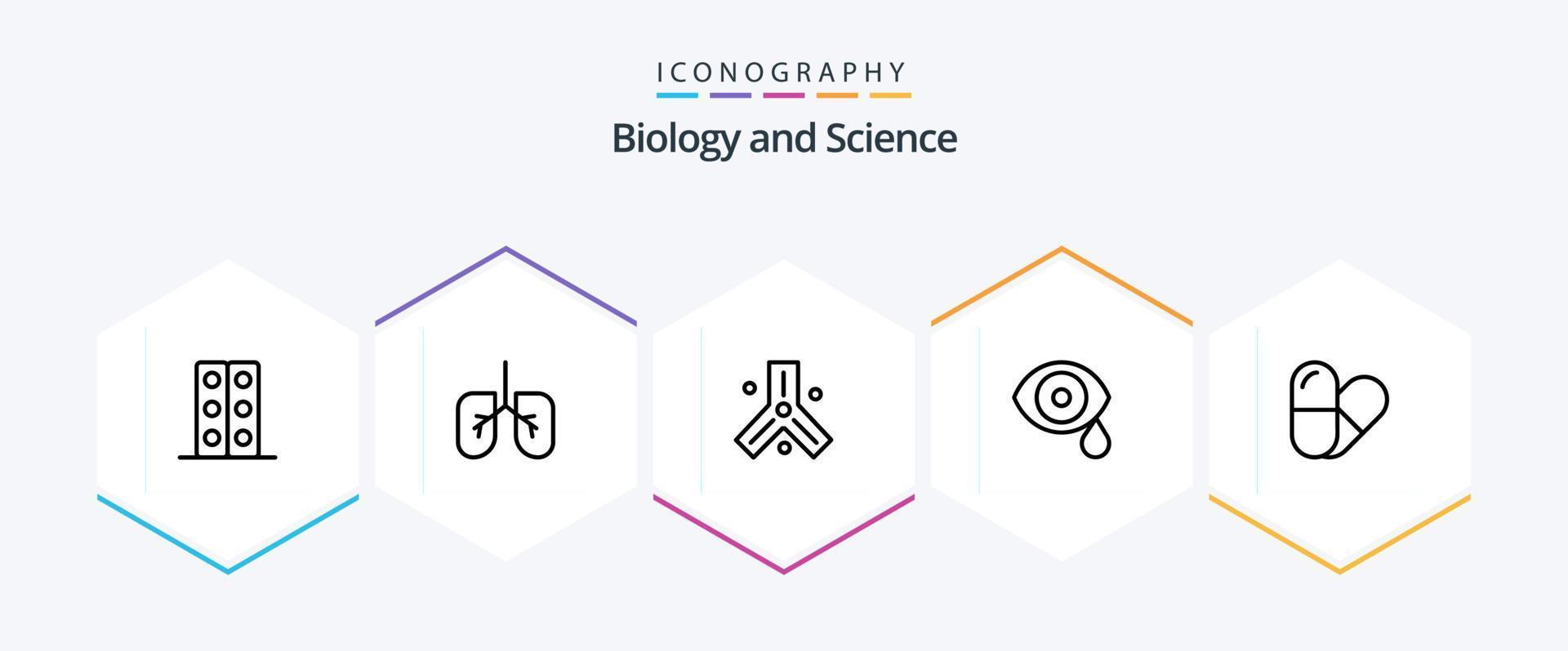 biologie 25 lijn icoon pak inclusief . pil. dna. druppels. laboratorium vector