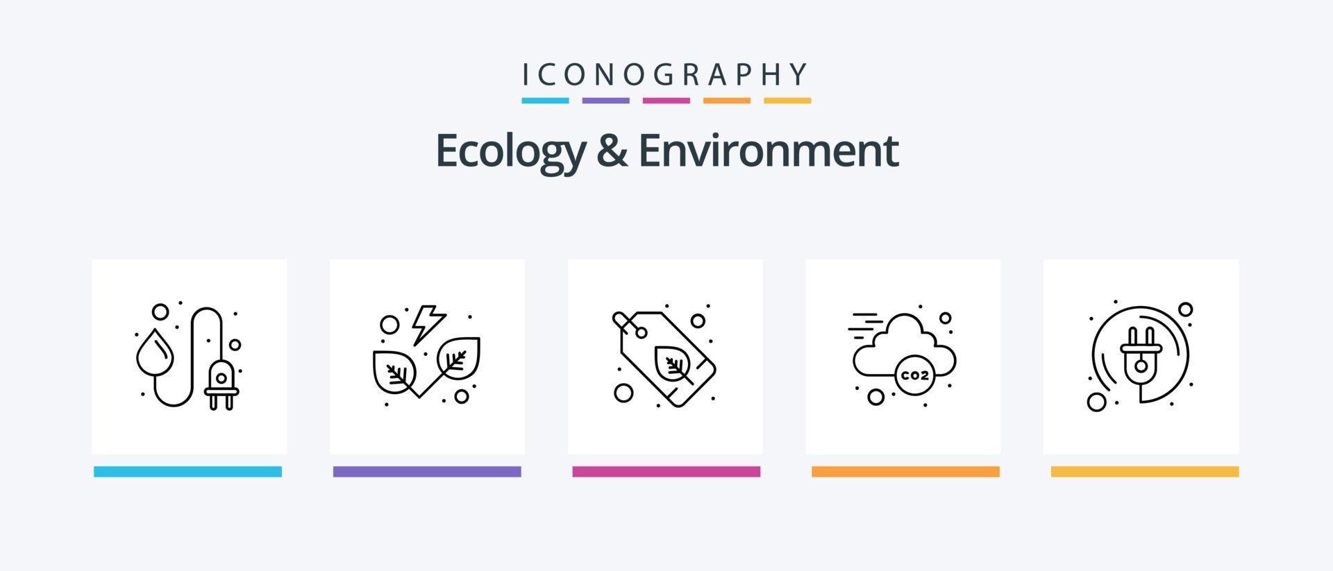 ecologie en milieu lijn 5 icoon pak inclusief groente. groente. nucleair. bladeren. elektriciteit. creatief pictogrammen ontwerp vector