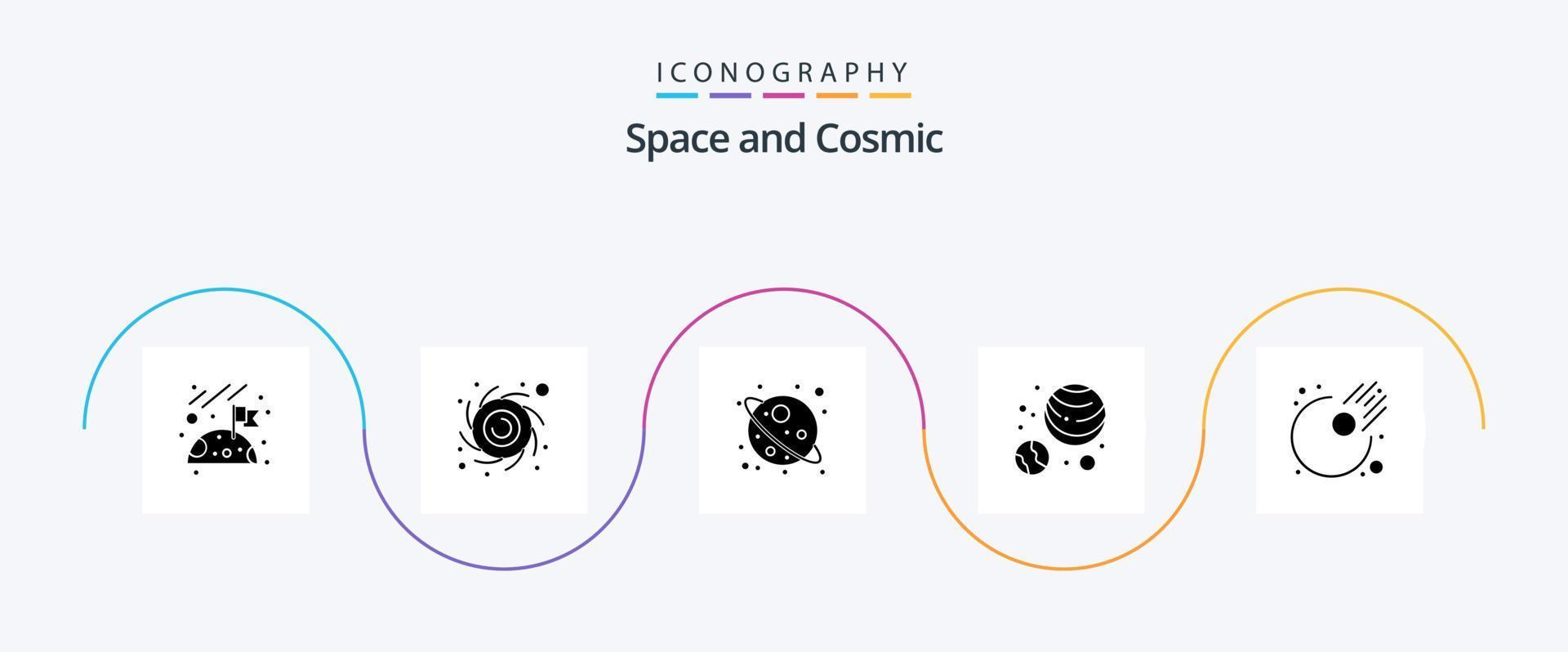 ruimte glyph 5 icoon pak inclusief . universum. meteoor. asteroïde vector