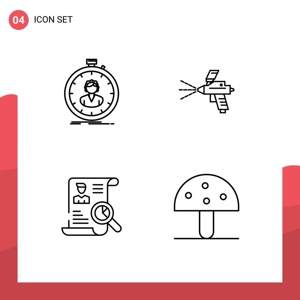 mobiel koppel lijn reeks van 4 pictogrammen van snel hervat timer verf CV bewerkbare vector ontwerp elementen