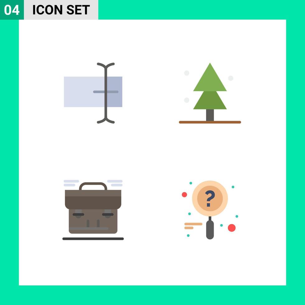 mobiel koppel vlak icoon reeks van 4 pictogrammen van cursor portefeuille Woud boom koffer bewerkbare vector ontwerp elementen