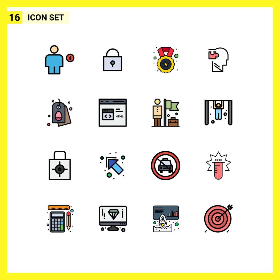 voorraad vector icoon pak van 16 lijn tekens en symbolen voor label puzzel medaille geest menselijk bewerkbare creatief vector ontwerp elementen