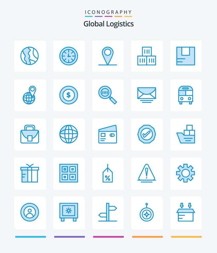 creatief globaal logistiek 25 blauw icoon pak zo net zo globaal. logistiek. globaal. goed. wereld vector