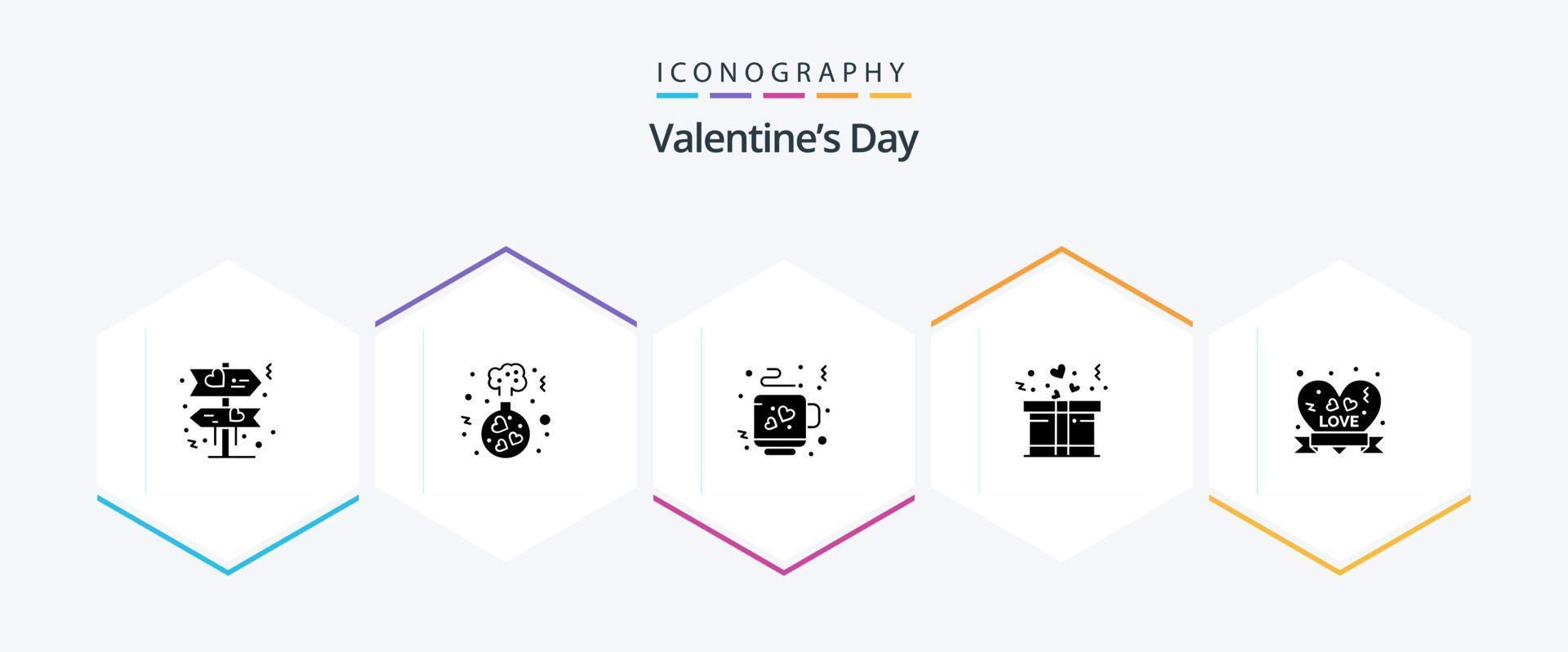 valentijnsdag dag 25 glyph icoon pak inclusief . liefde kenteken. liefde. insigne. Cadeau vector