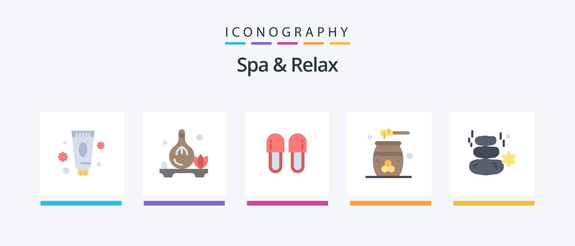 spa en kom tot rust vlak 5 icoon pak inclusief honing. cosmetica. aroma. schoonheid. ontspanning. creatief pictogrammen ontwerp vector