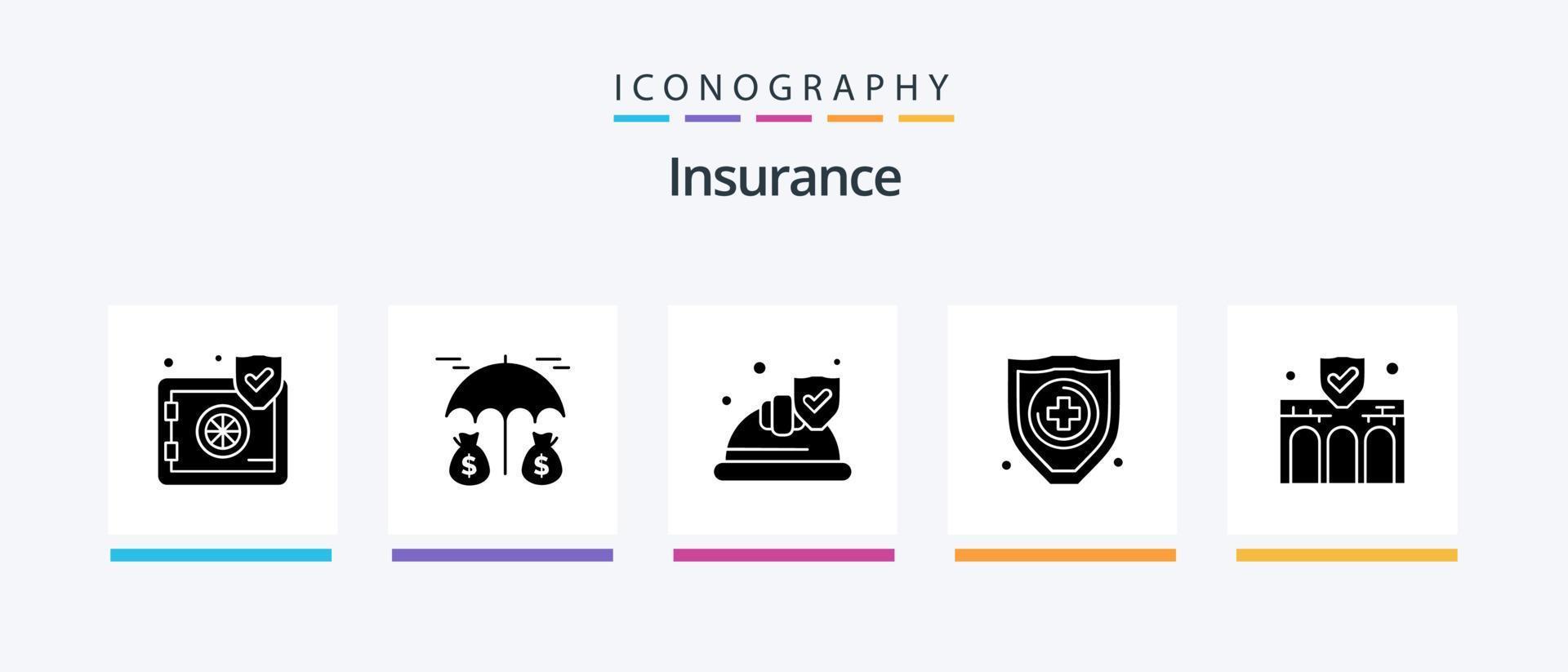 verzekering glyph 5 icoon pak inclusief verzekering. bedrijf. verzekering. gebouw. bescherming. creatief pictogrammen ontwerp vector