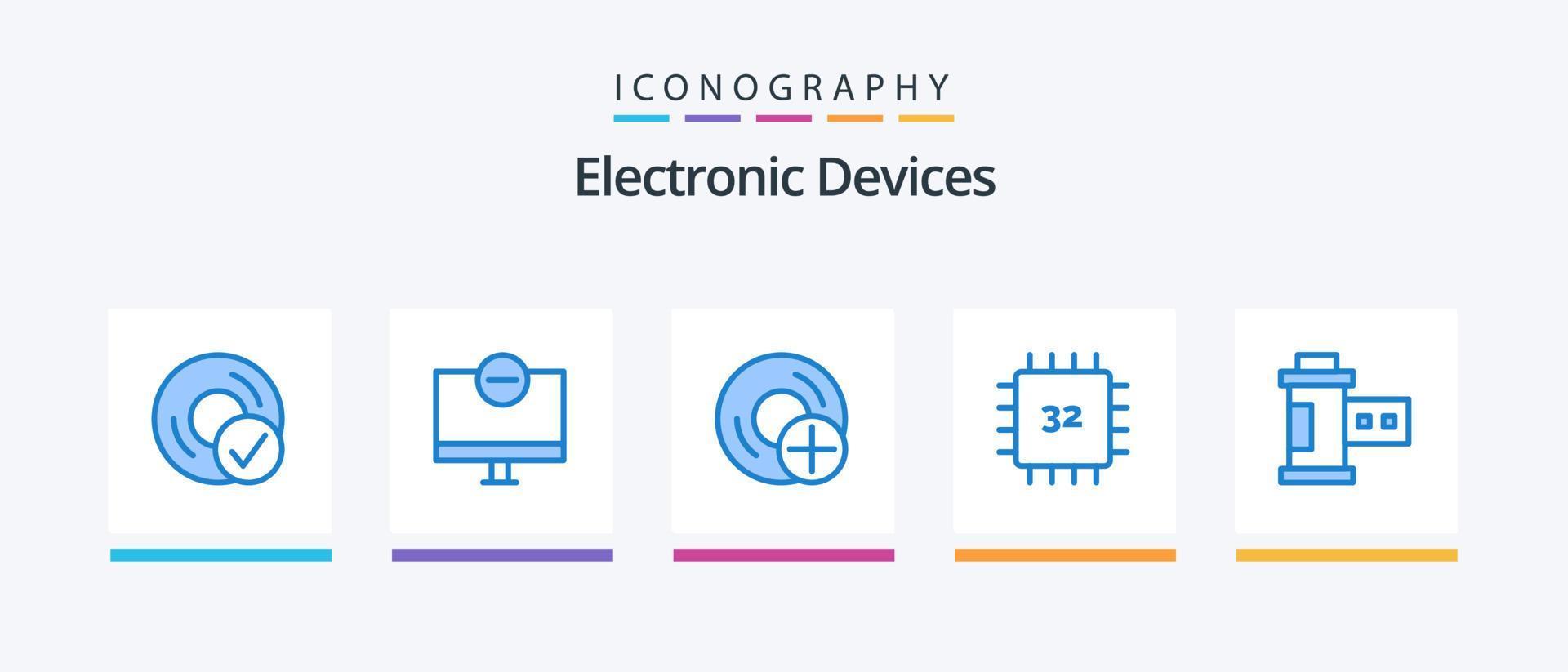 apparaten blauw 5 icoon pak inclusief apparaten. chippen. hardware. apparaatje. apparaten. creatief pictogrammen ontwerp vector