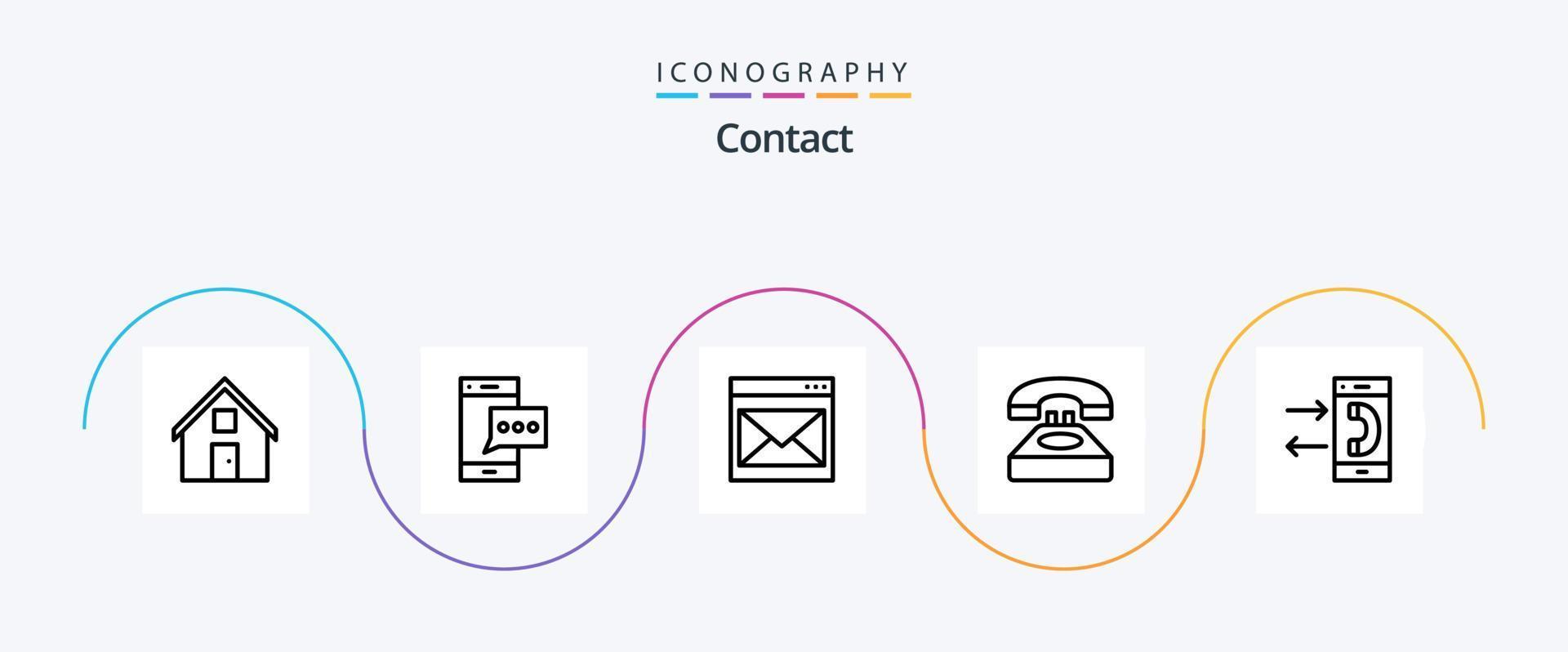 contact lijn 5 icoon pak inclusief contact. telefoongesprek. telefoon. mail. contact ons vector