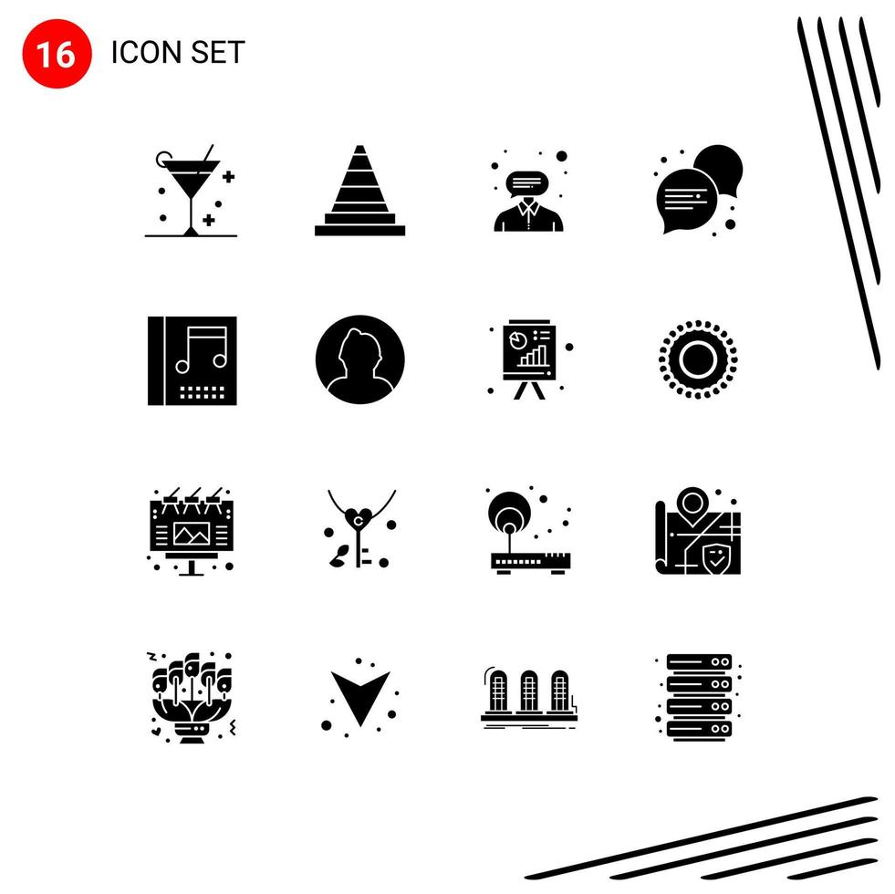 reeks van 16 modern ui pictogrammen symbolen tekens voor muziek- album consultant dialoog communicatie bewerkbare vector ontwerp elementen