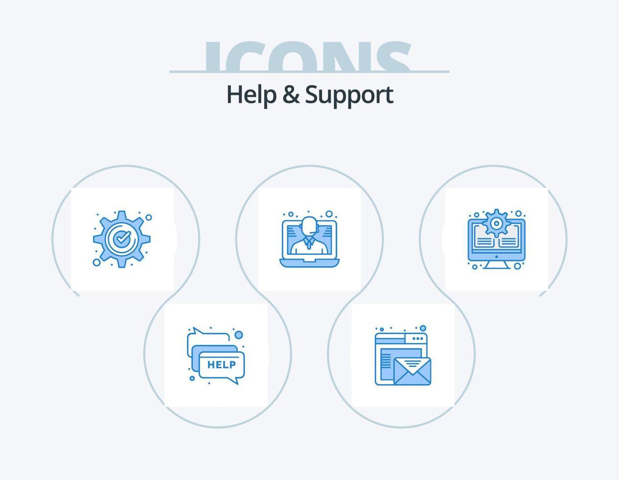 helpen en ondersteuning blauw icoon pak 5 icoon ontwerp. telefoongesprek. helpen. aanvaarden. conferentie. Mark vector